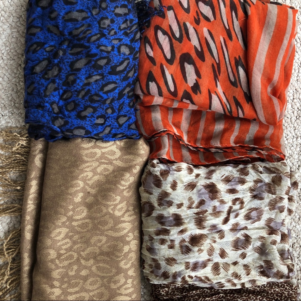 4 Scarves, Animal Print Scarf Bundle